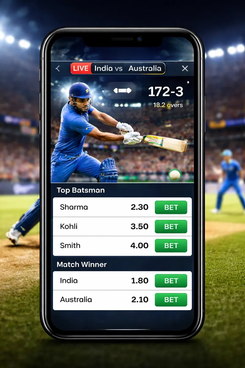 Live cricket match during in-play betting