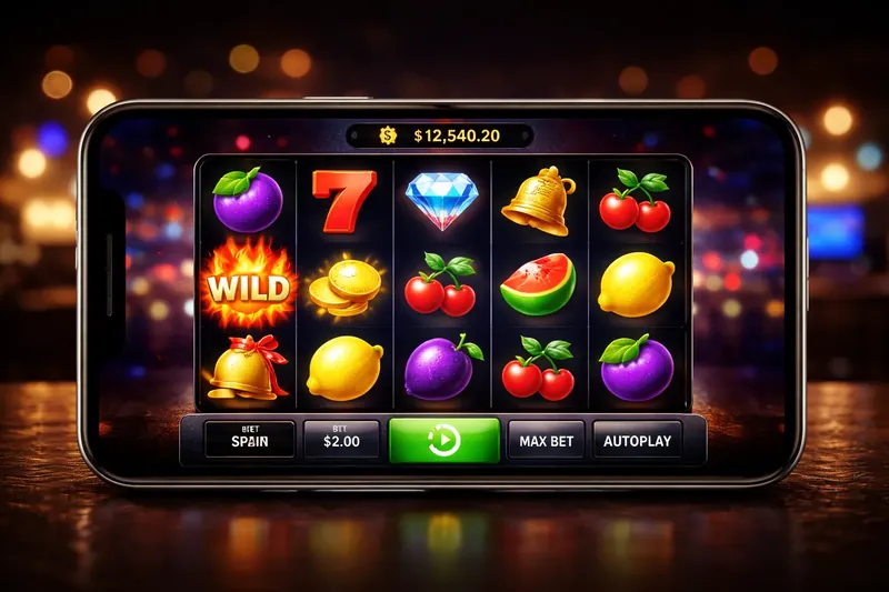 Online slot game interface on mobile device