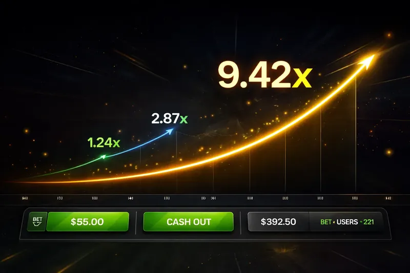 Crash game interface with rising multiplier